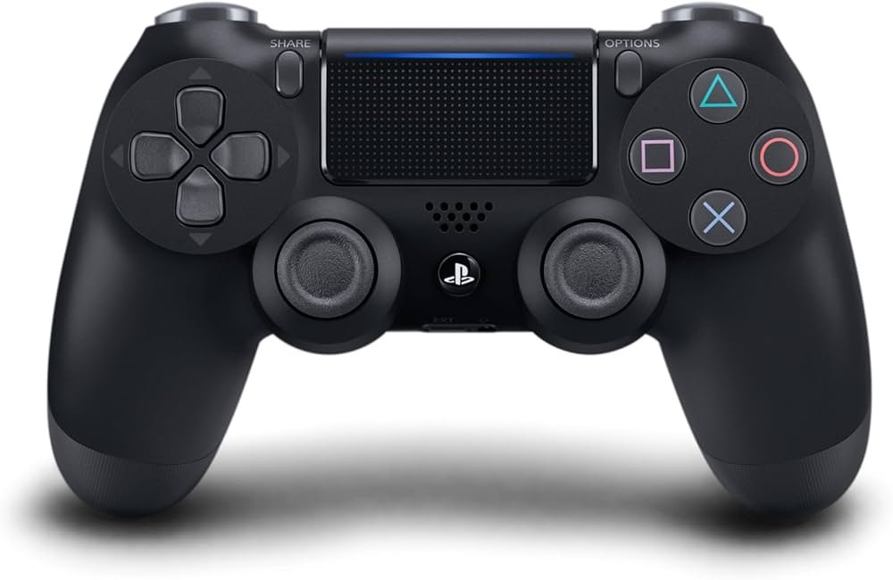 Controle DualShock 4 original para PlayStation 4 na cor preta sobre fundo branco.