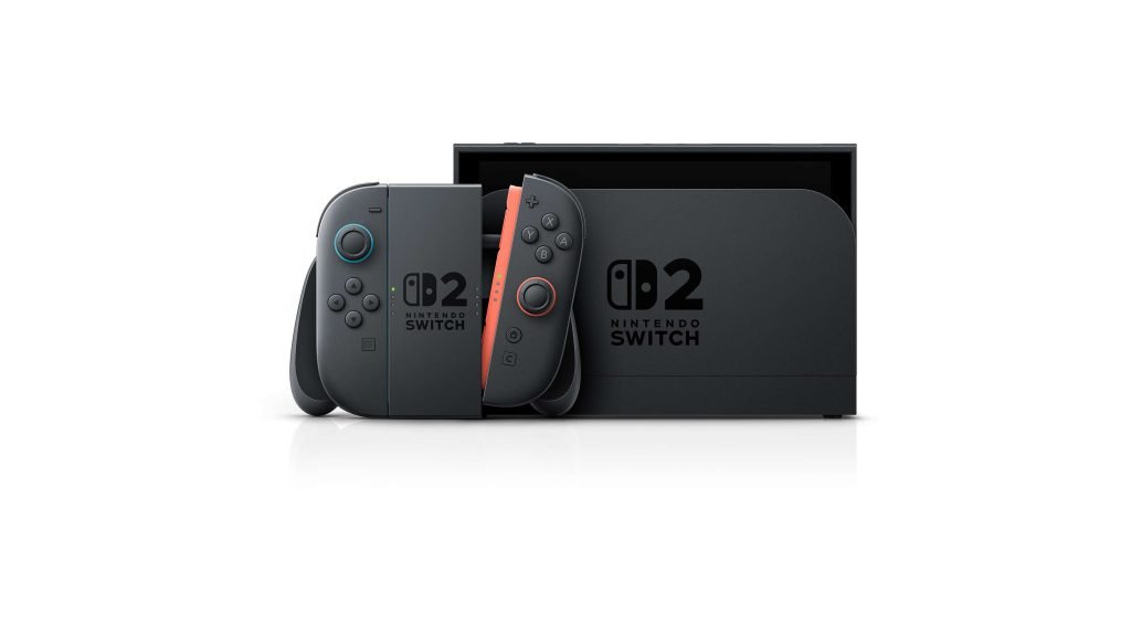 Console Nintendo Switch 2 encaixado na base (dock), em imagem oficial divulgada pela Nintendo.