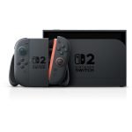 Console Nintendo Switch 2 encaixado na base (dock), em imagem oficial divulgada pela Nintendo.