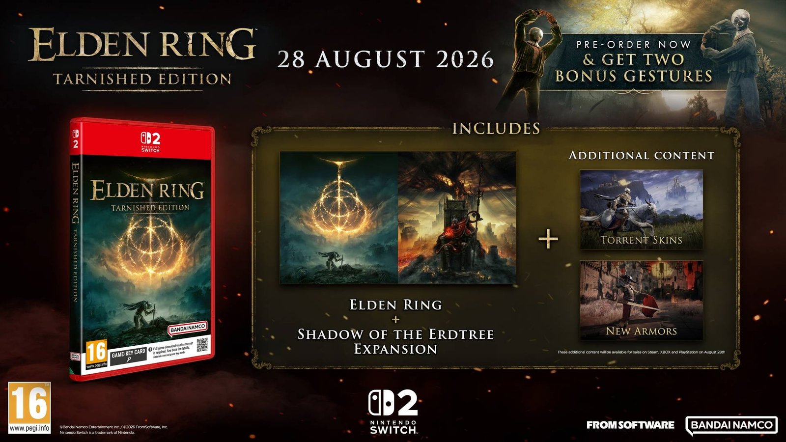 Capa da edição física de Elden Ring: Tarnished Edition para Nintendo Switch 2