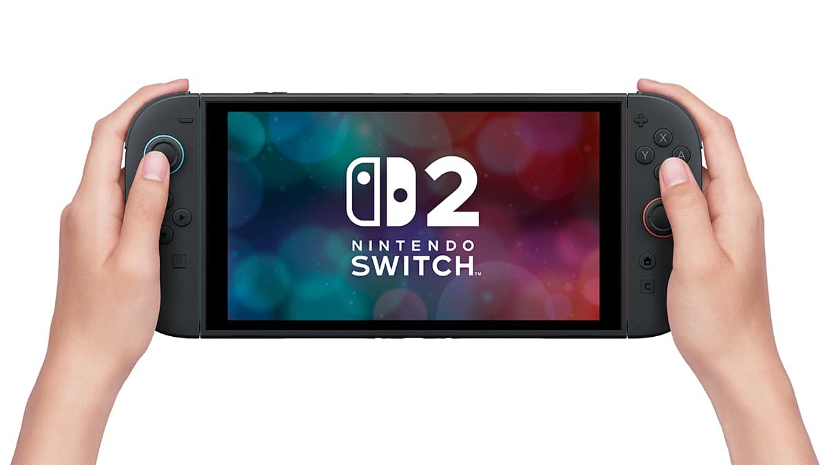 Nintendo Switch 2 em modo portátil, com os Joy-Con encaixados nas laterais do console, em imagem oficial da Nintendo.