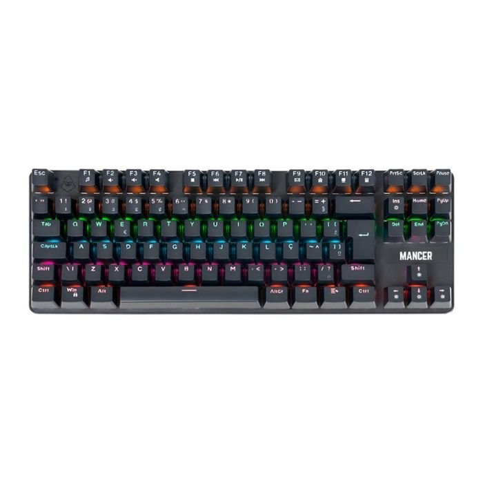 Teclado mecânico gamer Mancer Shade MK3 TKL preto com switch Huano Red e iluminação Rainbow