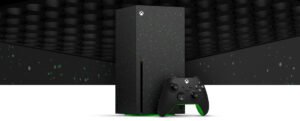 Console Xbox Series X 2TB edição especial Galaxy Black e controle sem fio Xbox, em imagem oficial da Microsoft.
