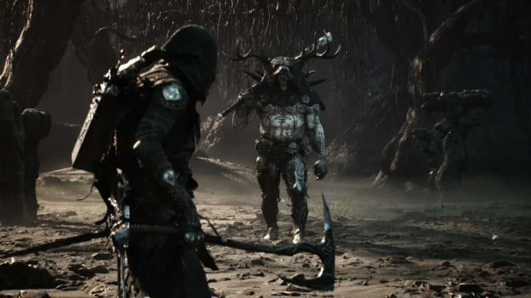 Protagonista de Mortal Shell II encara um chefe em confronto real de gameplay, cena que ilustra o combate elogiado pela crítica