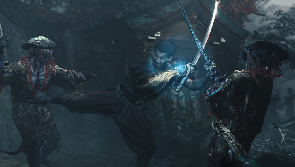 Miyamoto Musashi enfrenta demônios Genma em cena de combate de Onimusha: Way of the Sword