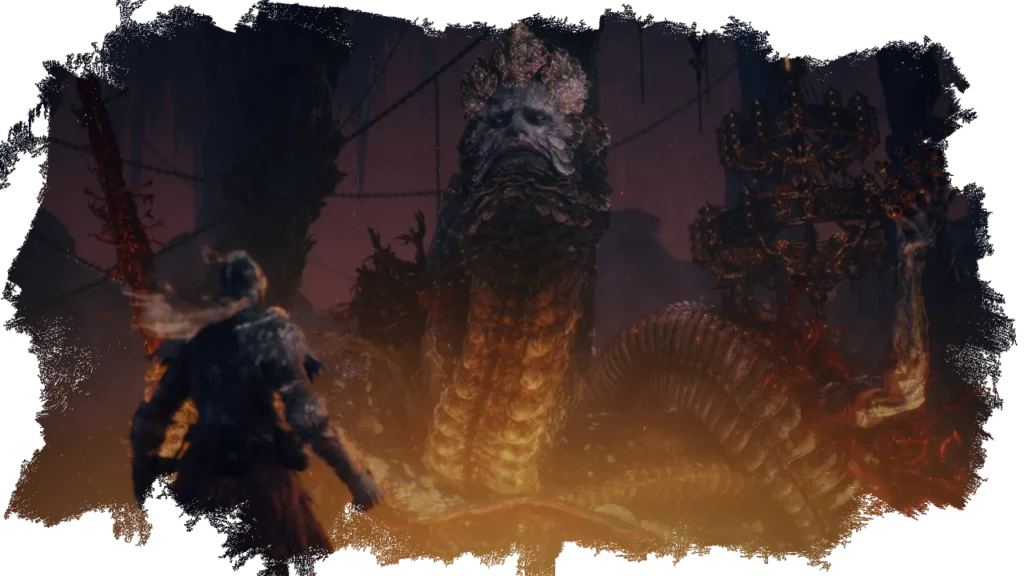 Cena de boss fight em Elden Ring Tarnished Edition