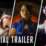 Ryu, Chun-Li e outro lutador em cena da thumbnail oficial do trailer do filme Street Fighter (2026), da Paramount Pictures