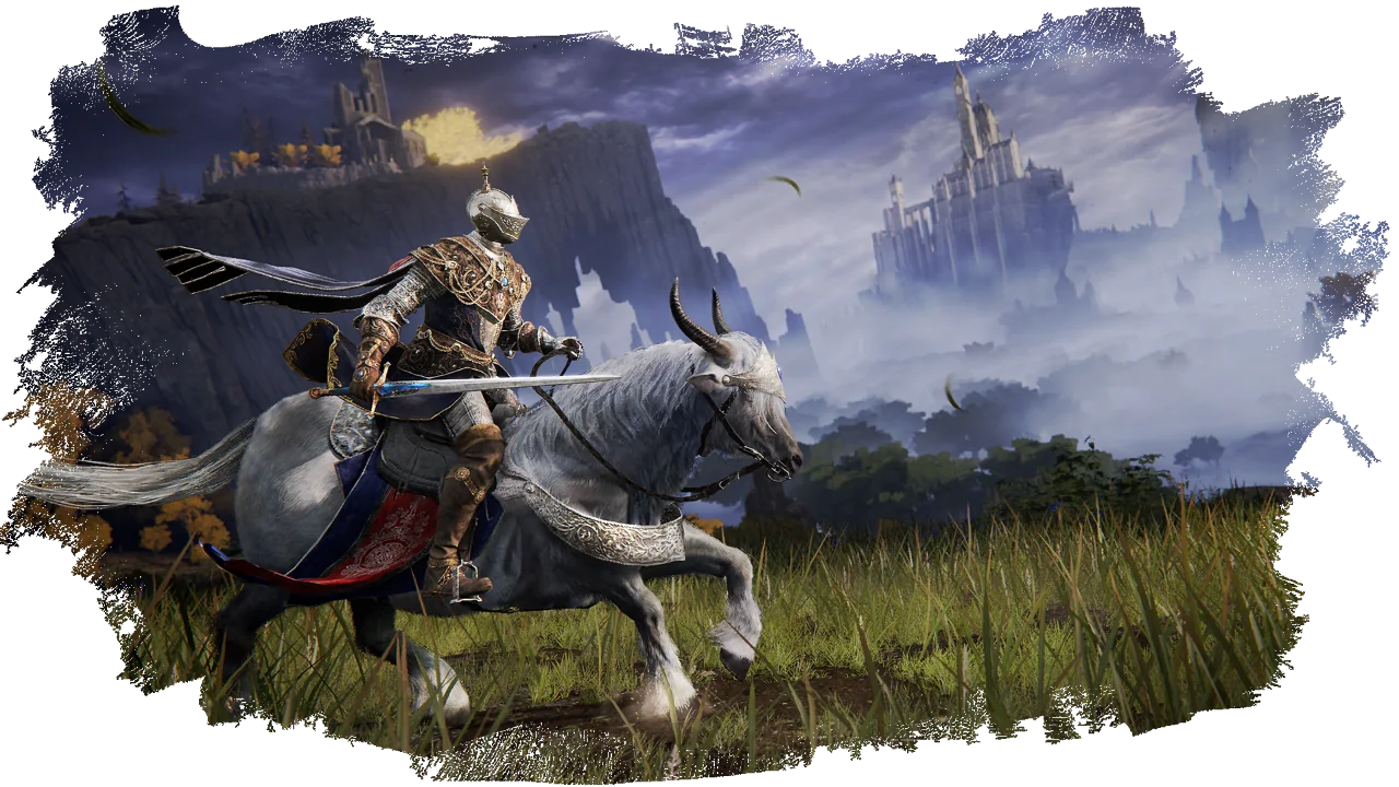Torrent, a montaria do jogador, em cena de gameplay de Elden Ring: Tarnished Edition no Nintendo Switch 2